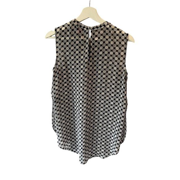 Vince Camuto Sleeveless Geometric Blouse Black White Dot Print Size Small Retro - Picture 5 of 7